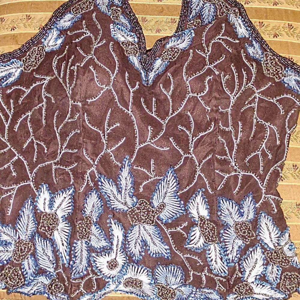 Aftershock Silk Beaded Corset Halter Top